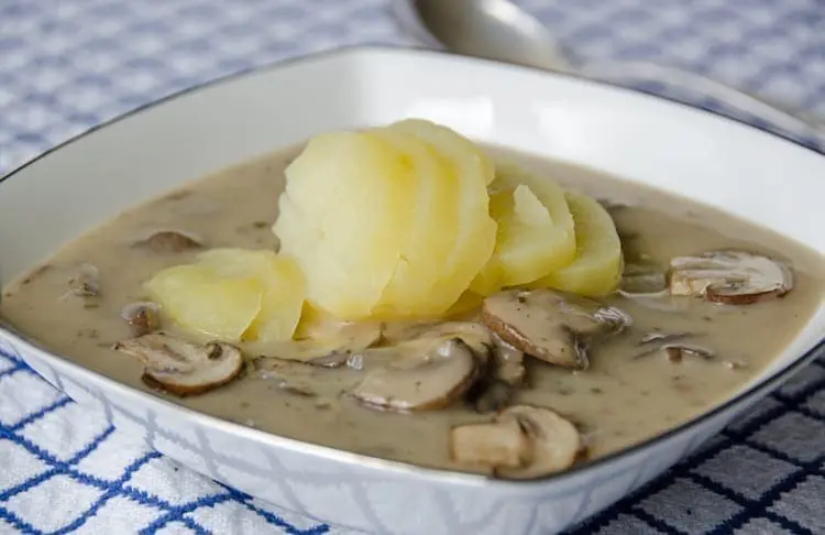 Tante Annemarie&amp;#39;s Bavarian Cream of Mushroom Soup- also Leberkäse mit Ei!