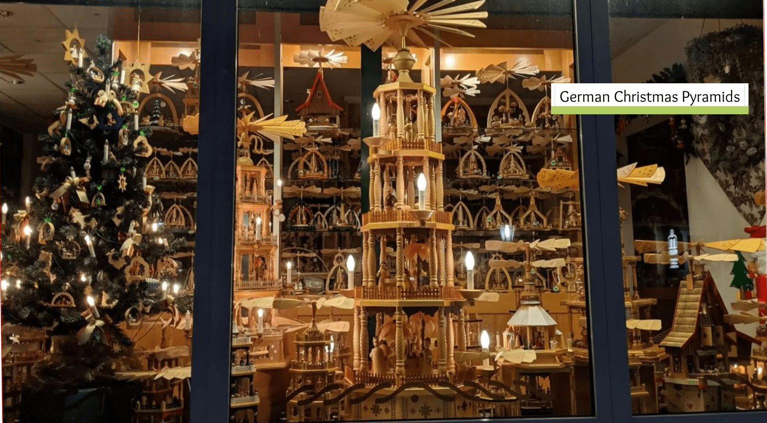 Christmas Pyramid Wooden German Style 4 Tier Rotating Scene Decoration Candle 